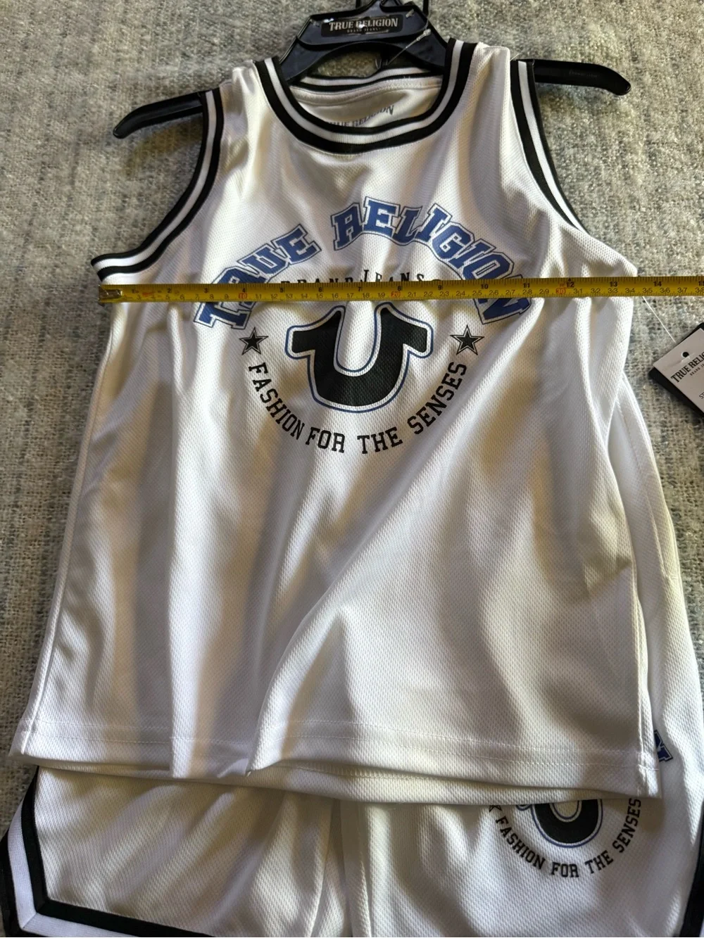 True Religion Boys L7 White Blue Casual Tank Set Basketball